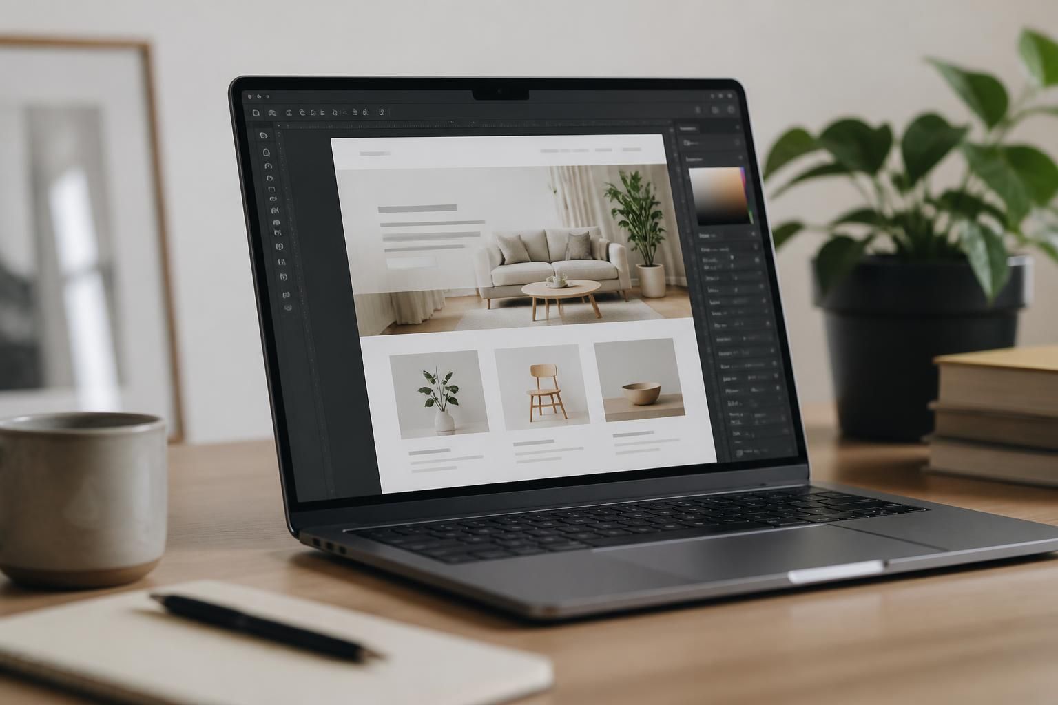 Laptop showing a modern website design mockup